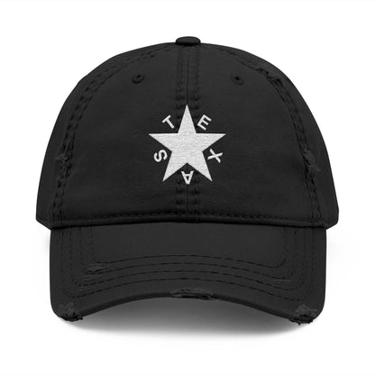 Texas Star White - Distressed Hat with 'DRILL' Embroidery