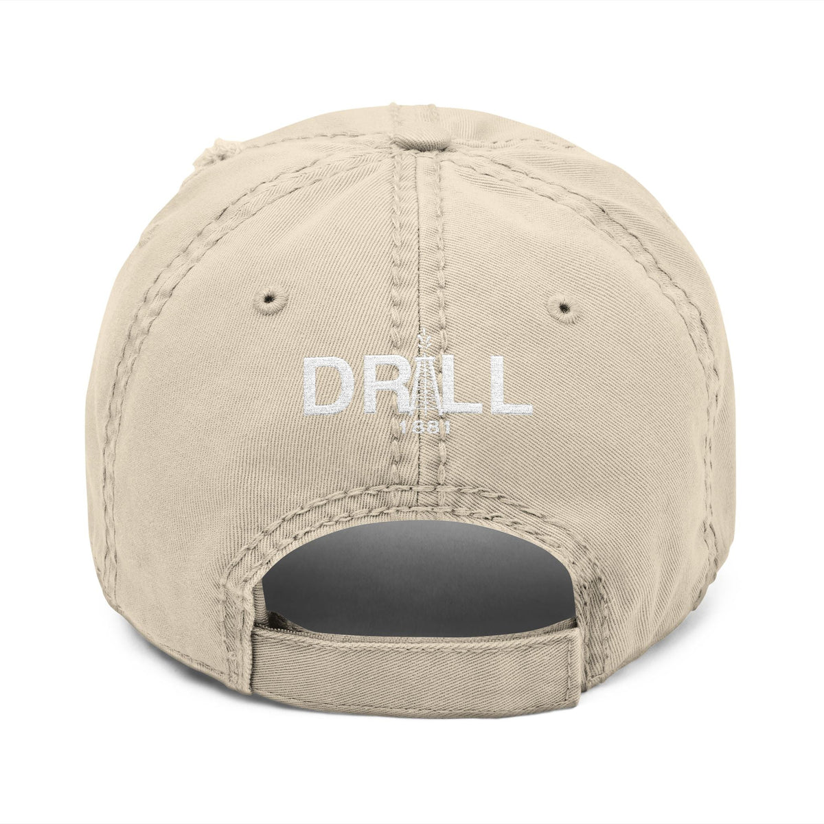 Texas Star White - Distressed Hat with 'DRILL' Embroidery