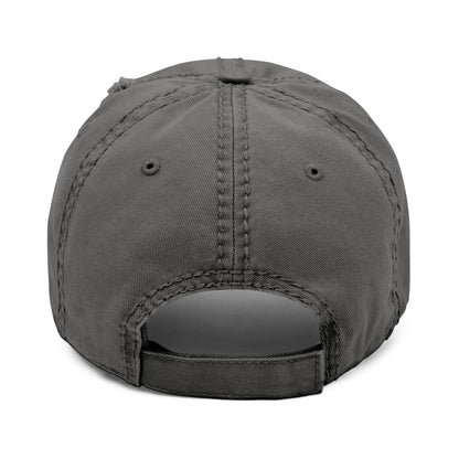 Distressed Dad Hat with 'WHITE DRILL' Embroidery - Casual Style