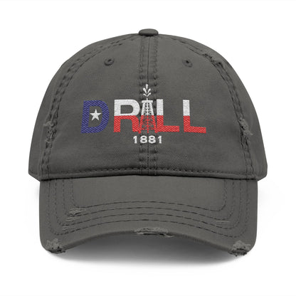 Drill Texas Distressed Hat with 'DRILL' Embroidery