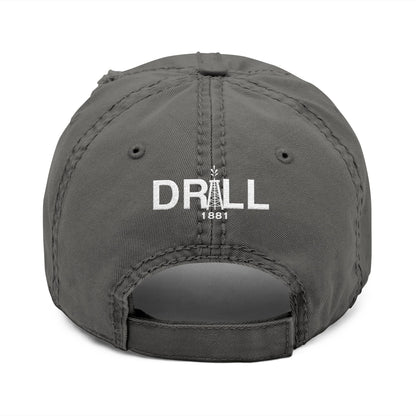 Texas Star White - Distressed Hat with 'DRILL' Embroidery