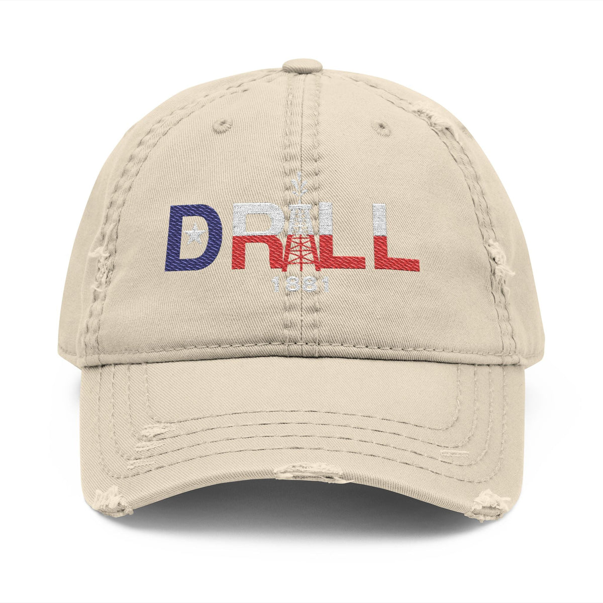 Drill Texas Distressed Hat with 'DRILL' Embroidery