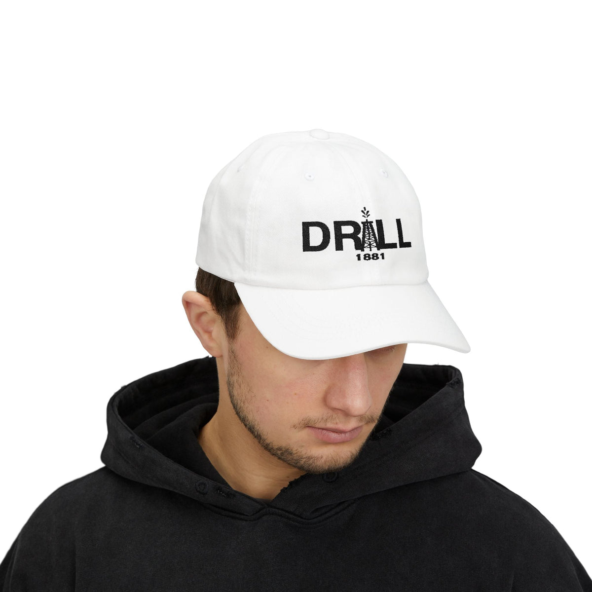 Drill 1881 Classic Dad Cap - Vintage Style Adjustable White Hat