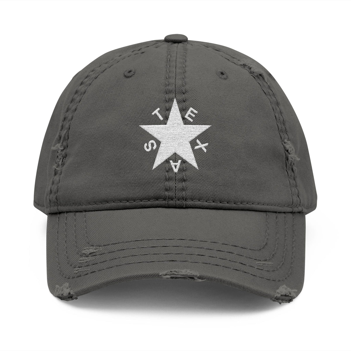 Texas Star White - Distressed Hat with 'DRILL' Embroidery