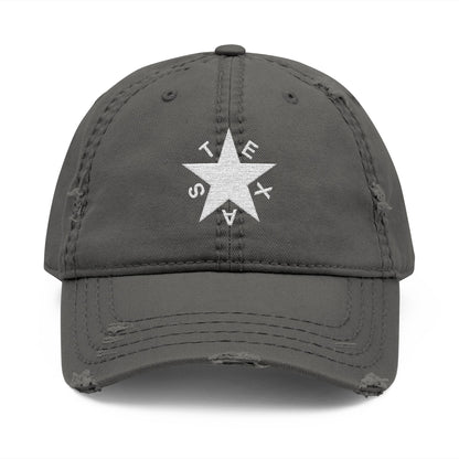 Texas Star White - Distressed Hat with 'DRILL' Embroidery