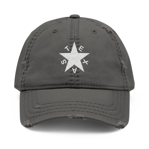 Texas Star White - Distressed Hat with 'DRILL' Embroidery