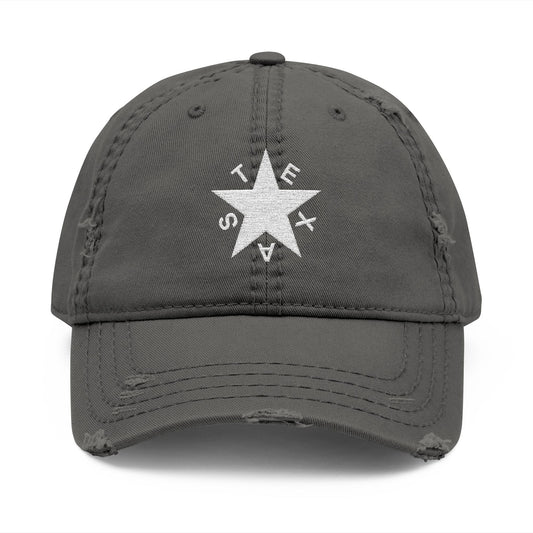 Texas Star White - Distressed Hat with 'DRILL' Embroidery