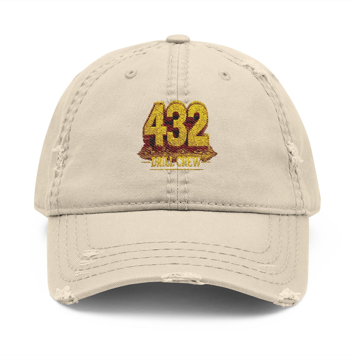 432 Drill Crew Distressed Hat with Embroidery